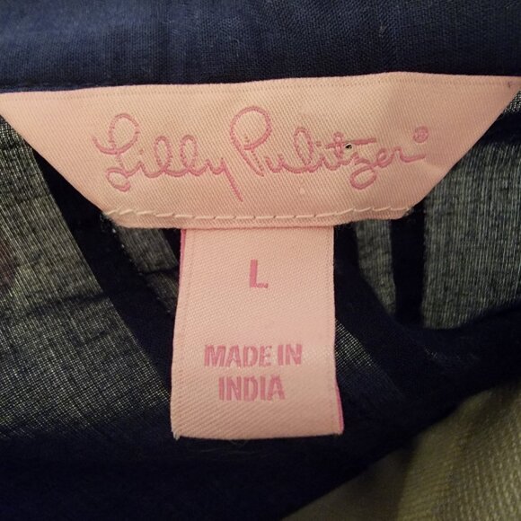 Lily Pulitzer Size Large Sarasota Navy Tunic with Beading and Embroidery - Picture 3 of 5